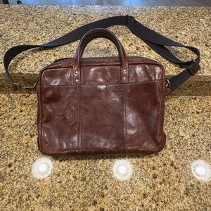 Fossil Haskell Single Zip Brown Leather Briefcase Laptop Bag Men’s Crossbody